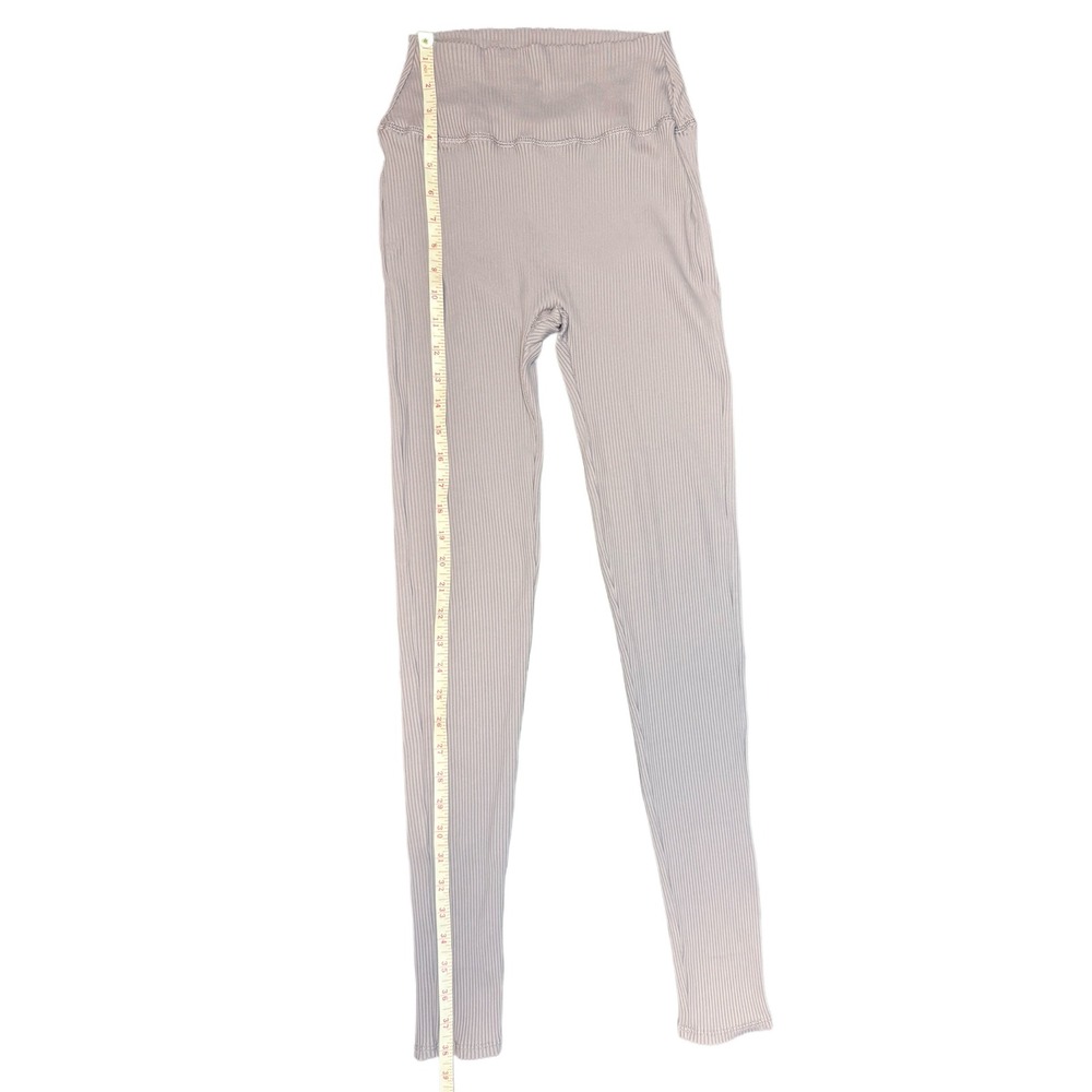 Pepper Ribbed High Waist Leggings Medium Cool Pale Purple Gray‎ Stretch Lounge - Picture 4 of 5